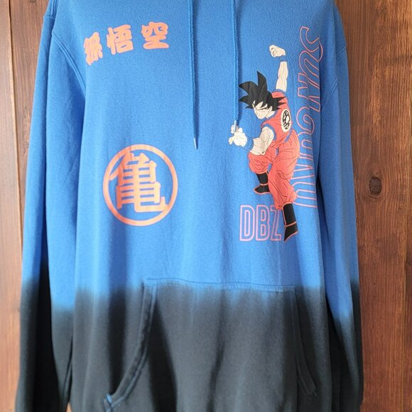 Mens Dragonball Z Blue/Black Son Goku Premium Logo Hoodie Sweatshirt Sz 2XL - Picture 3 of 12